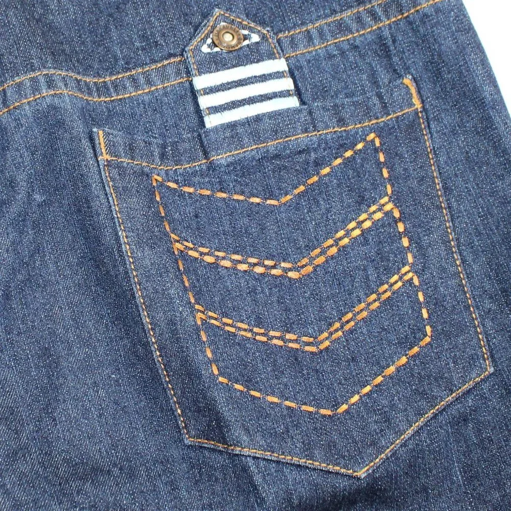 Makaveli Dark Medium Wash Military Inspired Insignia Jeans, Size 40/32